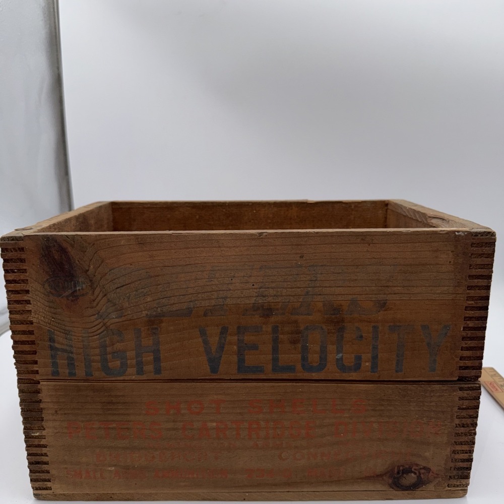 Vintage Peters High Velocity Shot Shells Wooden Ammo Crate Case Box 12ga Shotgun